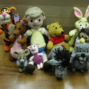 Handmade Crocheted Amigurumi Set of 10 Winnie the Pooh Figures by The Knitting Gnome