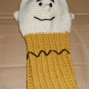 Crocheted Charlie Brown  character driver golf club cover
